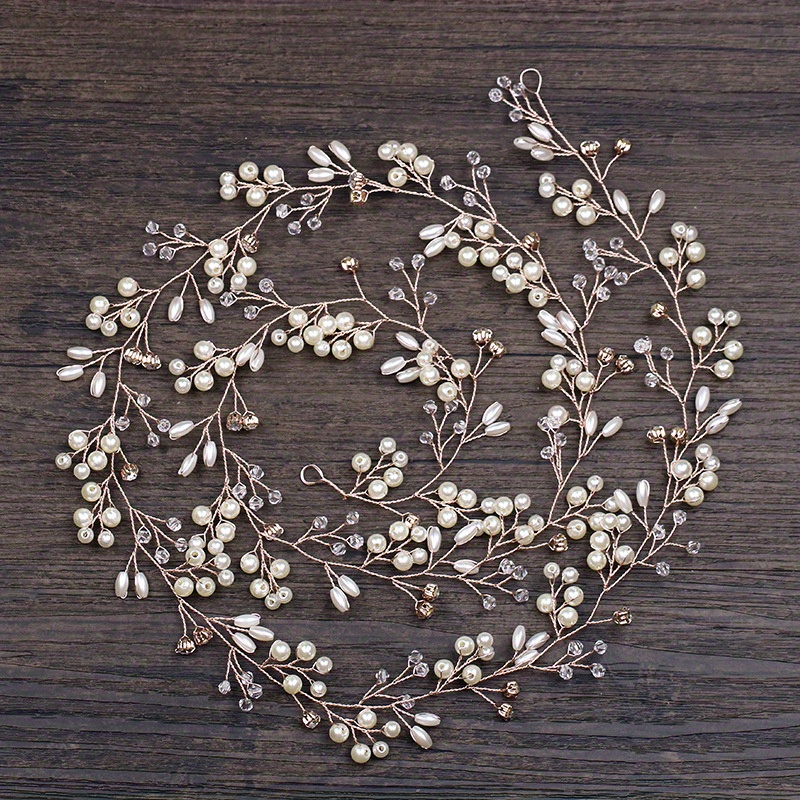 1ta juft to'y uchun qo'lda tayyorlangan marjonli soch to'quvli bosh kiyim, to'y kiyimi bilan mos keladigan soch dekoratsiyasi aksessuarlari, nafis, soch taxtasi tafsilotlari 6