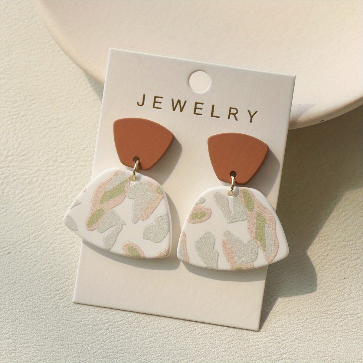 Creative Camouflage Pattern Dangle Earrings Retro Style Acrylic Jewelry Trendy Female Gift