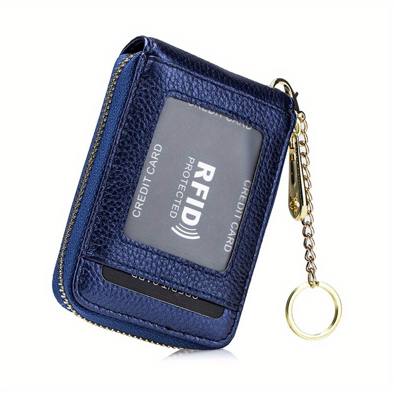 Minimalist Sky Blue RFID Keychain Wallet