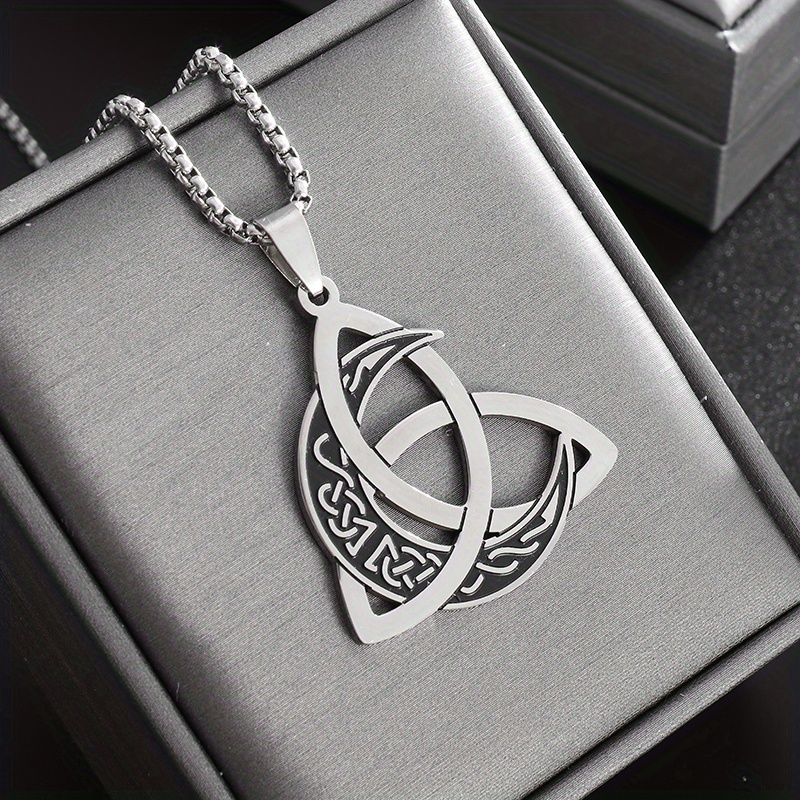 Image of 1pc Classic Witch Mystical Moon Crescent Witchcraft Pendant | Endless Sense Necklace, Fashionable 304 304 304 304 304 Stainless Steel, Unisex Jewelry Additions, For Halloween