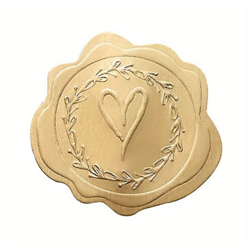 Gold Embossed Heart Envelope Seals Stickers For Wedding - Temu