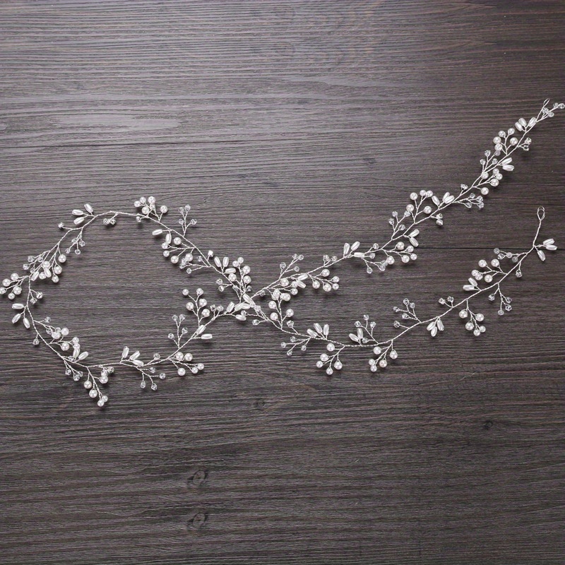 1ta juft to'y uchun qo'lda tayyorlangan marjonli soch to'quvli bosh kiyim, to'y kiyimi bilan mos keladigan soch dekoratsiyasi aksessuarlari, elegant, soch to'quv tafsilotlari 9