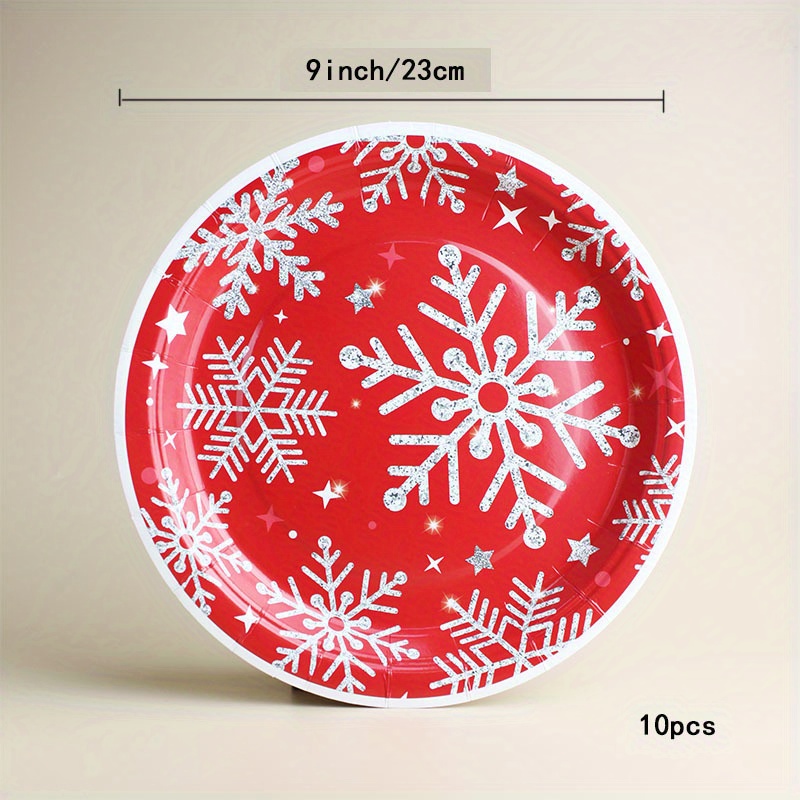 10pcs Série De Noël Motif De Flocon De Neige Assiette - Temu France