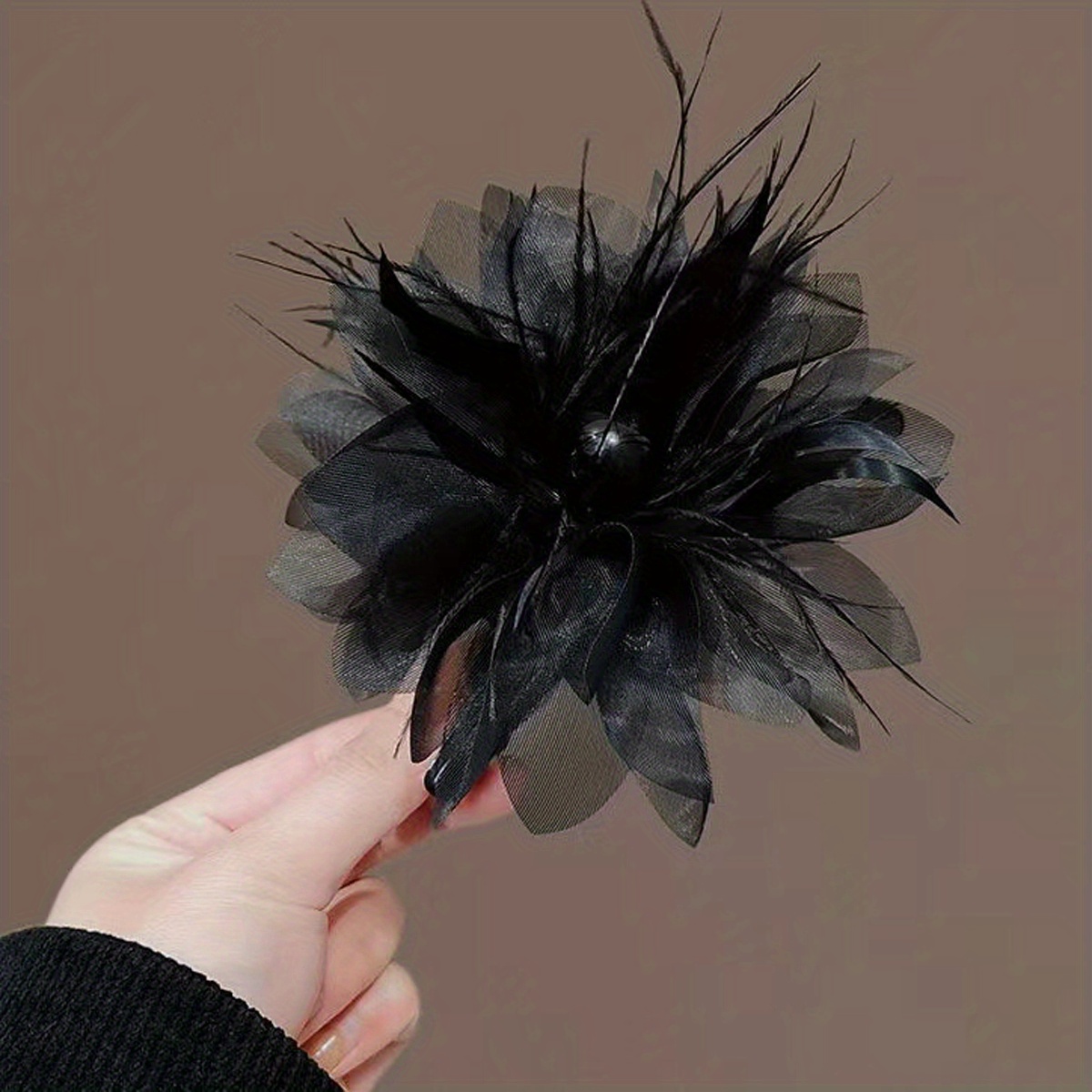 Large black deals flower hair clip