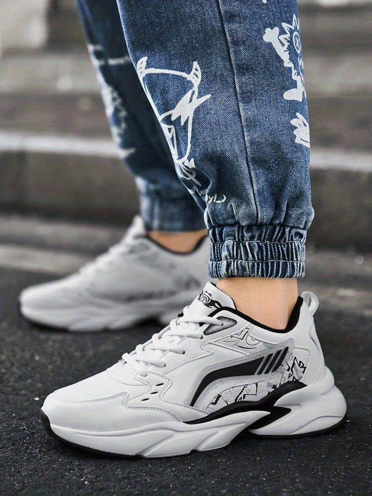 Men'S All-Season Mid-Top Athletic Sneakers - Durable, Shock-Absorbing Running Shoes with Cushioned Support, White & Gray Design, EVA Sole, Fabric Lining, and Comfortable EVA Insole for Casual Wea