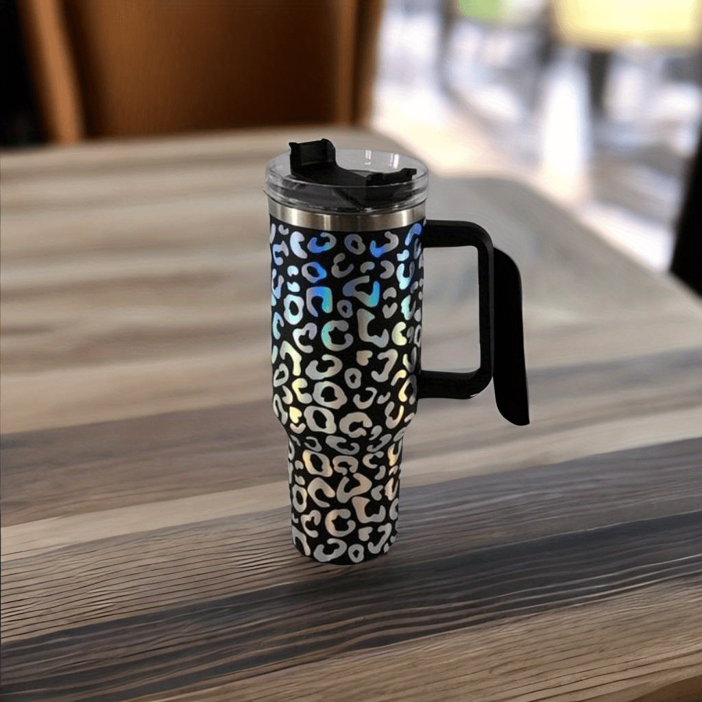 Simple Modern Insulated Tumbler with Lid and Straw | Cup Stainless Steel Water Bottle Travel Mug | Her Him | Classic | 28oz | Black Leopard