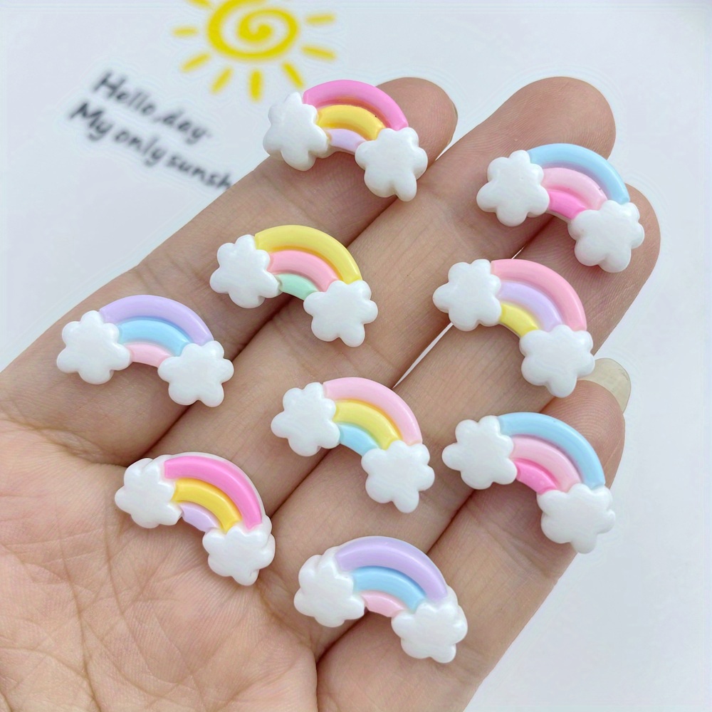 Image of 20pcs Resin Cute Colorful Mini Cloud Flatback Nail Art Charms, Rainbow Nail Art Accessories For Nail Art Decoration