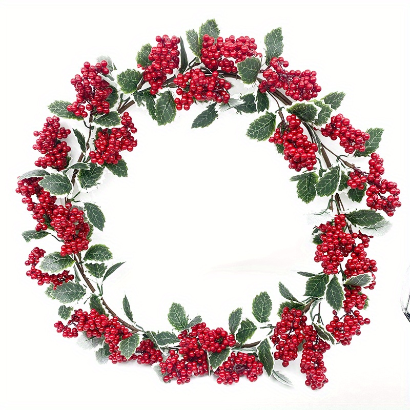 Christmas Wreath Small Faux Red Berries Wreath For Front - Temu