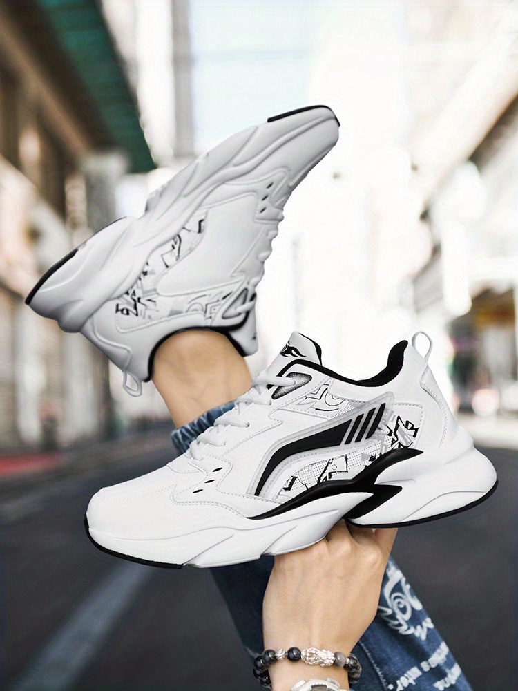 Men'S All-Season Mid-Top Athletic Sneakers - Durable, Shock-Absorbing Running Shoes with Cushioned Support, White & Gray Design, EVA Sole, Fabric Lining, and Comfortable EVA Insole for Casual Wea