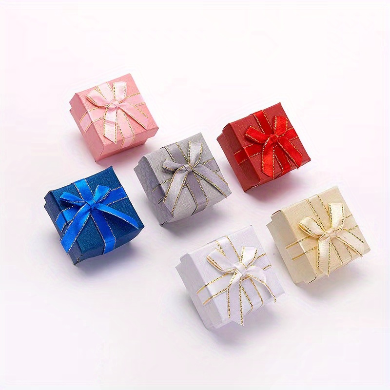 10PCS Paper Sponge Small Ring Box 4x4 Small Jewelry Gift Box Bow