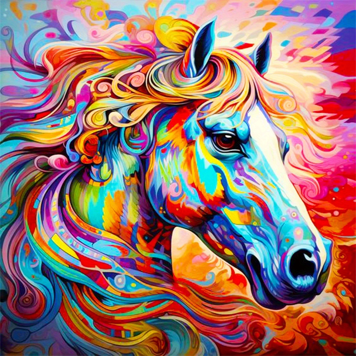 5d Diamond Painting Kit Diy Diamond Painting With Horses - Temu