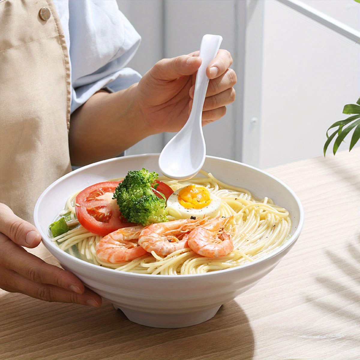 Unbreakable Plastic Japanese Style Ramen Bowl 1 Spoon Large - Temu United  Kingdom