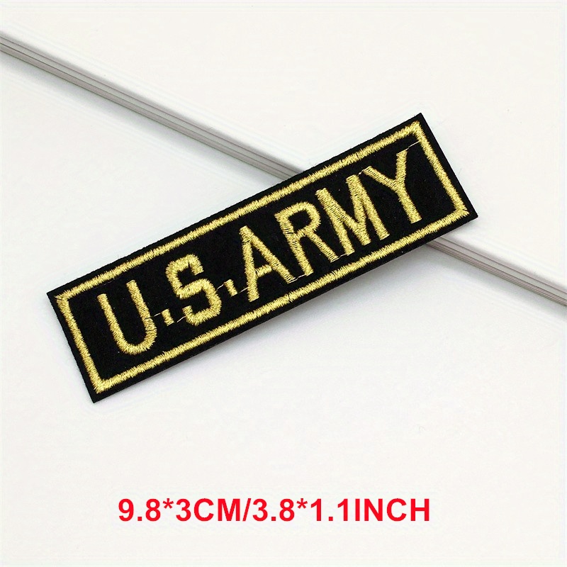 33pcs Tactical Embroidered Patches Gold Color Morale Iron on Patches Military Sew on Patch for Decorating Repairing Jackets Shoes Bags Vests