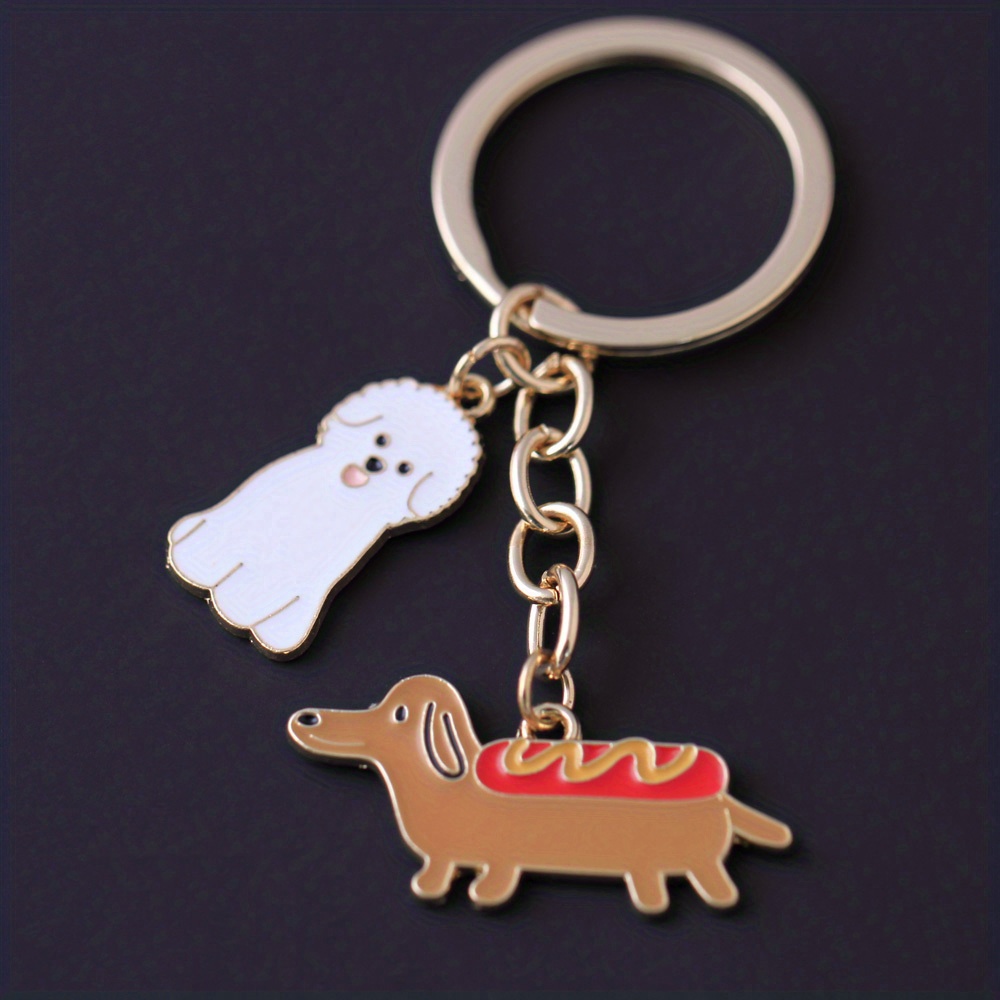 Women Chain Decor Dog Charm Cute Keychain For Gift