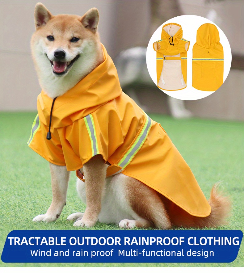 fashionable pet hooded raincoat dog raincoat cape style reflective dog clothing to keep your dog dry and comfortable on rainy days details 0