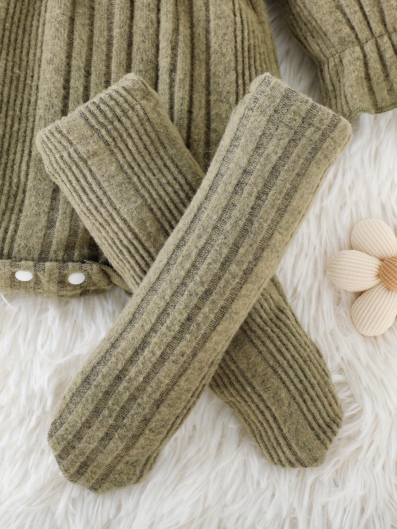 3pcs baby girl   lace bow onesie headband socks set fall winter warm outwear   moms gift details 38
