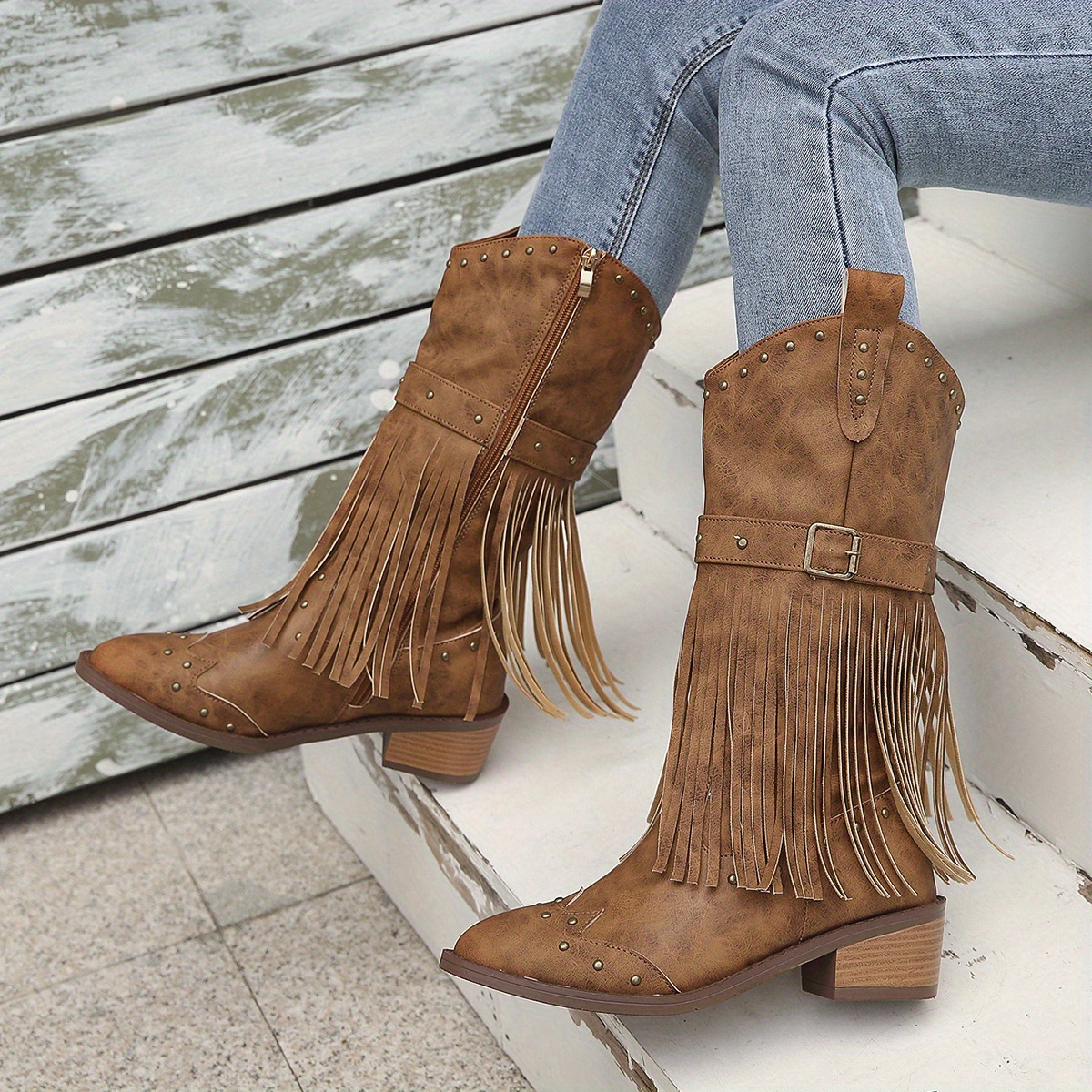 Brown tassel clearance boots