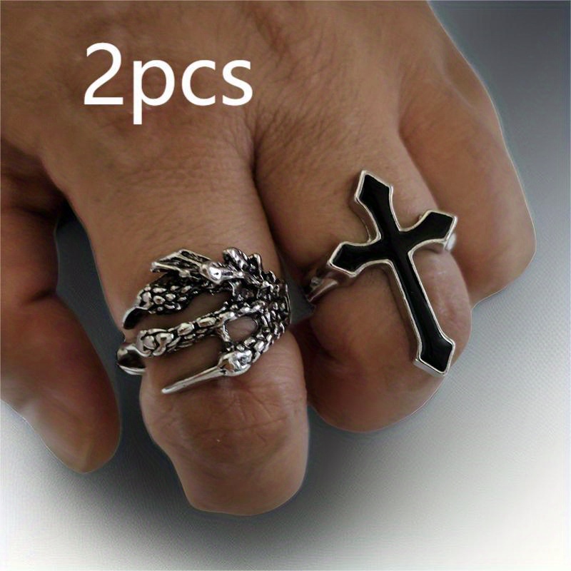 Stainless Steel Christian Cross Ring Protection Ring 