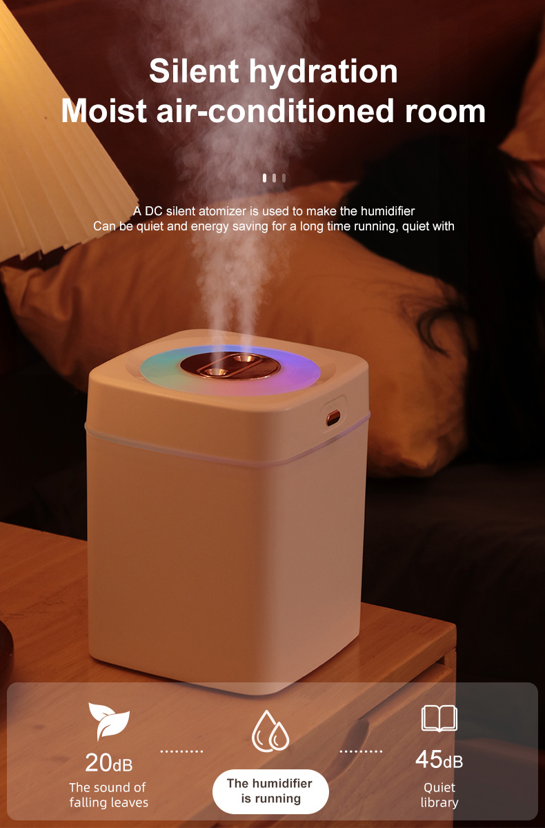 3000ml large capacity double spray led light humidifier silent large spray essential oil diffuser suitable for bedroom office and plant with 6pcs replace filters option details 8