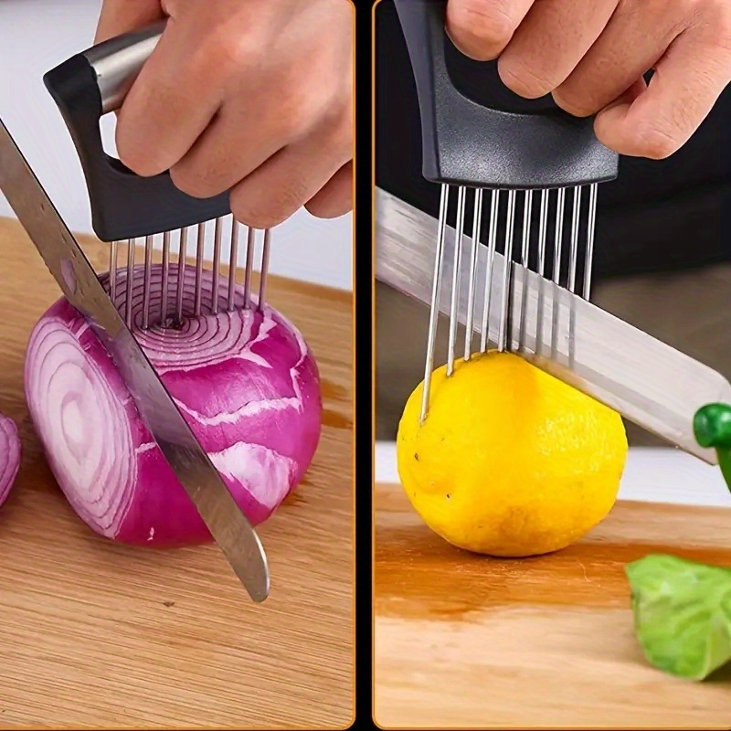 Onion Slicer Holder, Onion Holder For Slicing, Metal Onion Slicer Cutter,  Lemon Holder Slicer, Creative Onion Slicer Holder, Onion Slicer Cutter For  Steak Tendons, Household Gadget, Kitchen Tools - Temu