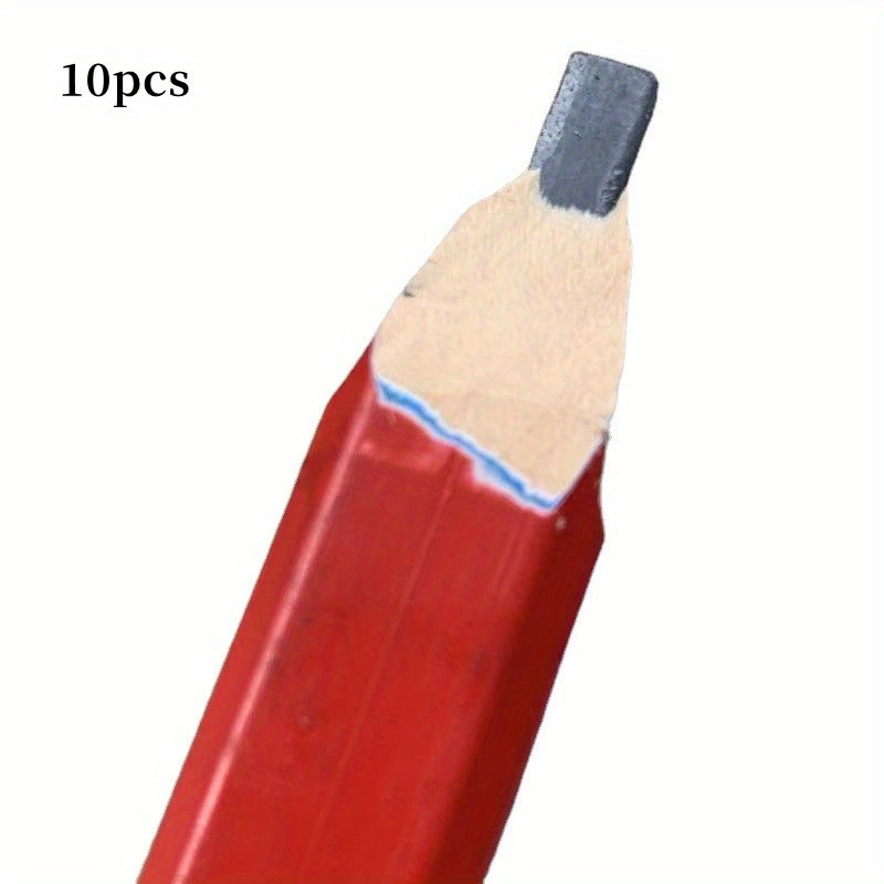 10 pièces travail du bois crayon noir chantier de construction marquage  spécial stylo à tête plate octogonal rouge carré stylo à dessin (dureté du
