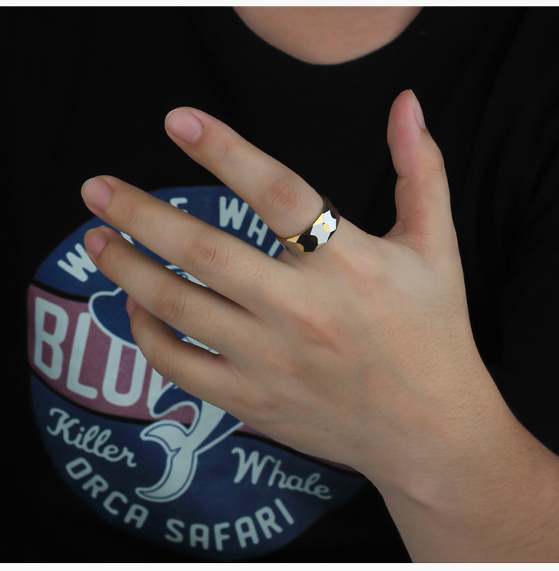 mens   steel ring 2023     steel ring unisex   steel ring geometric prism ring details 0