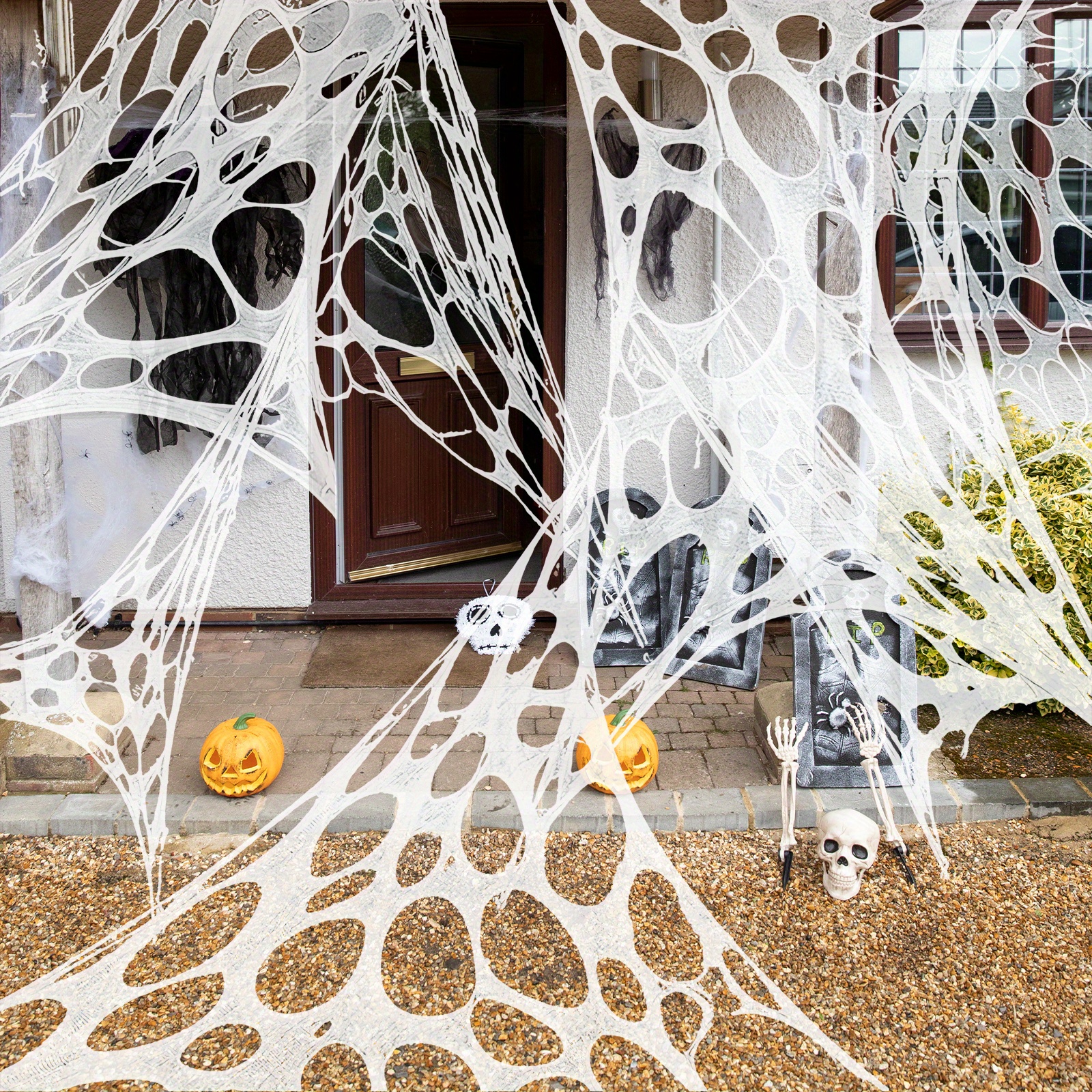 Creative 1 Set Halloween Spider Web with Fake Spiders Large Realistic Super  Stretch Webs Halloween Decorations Party Supplies Halloween Supplies 100g