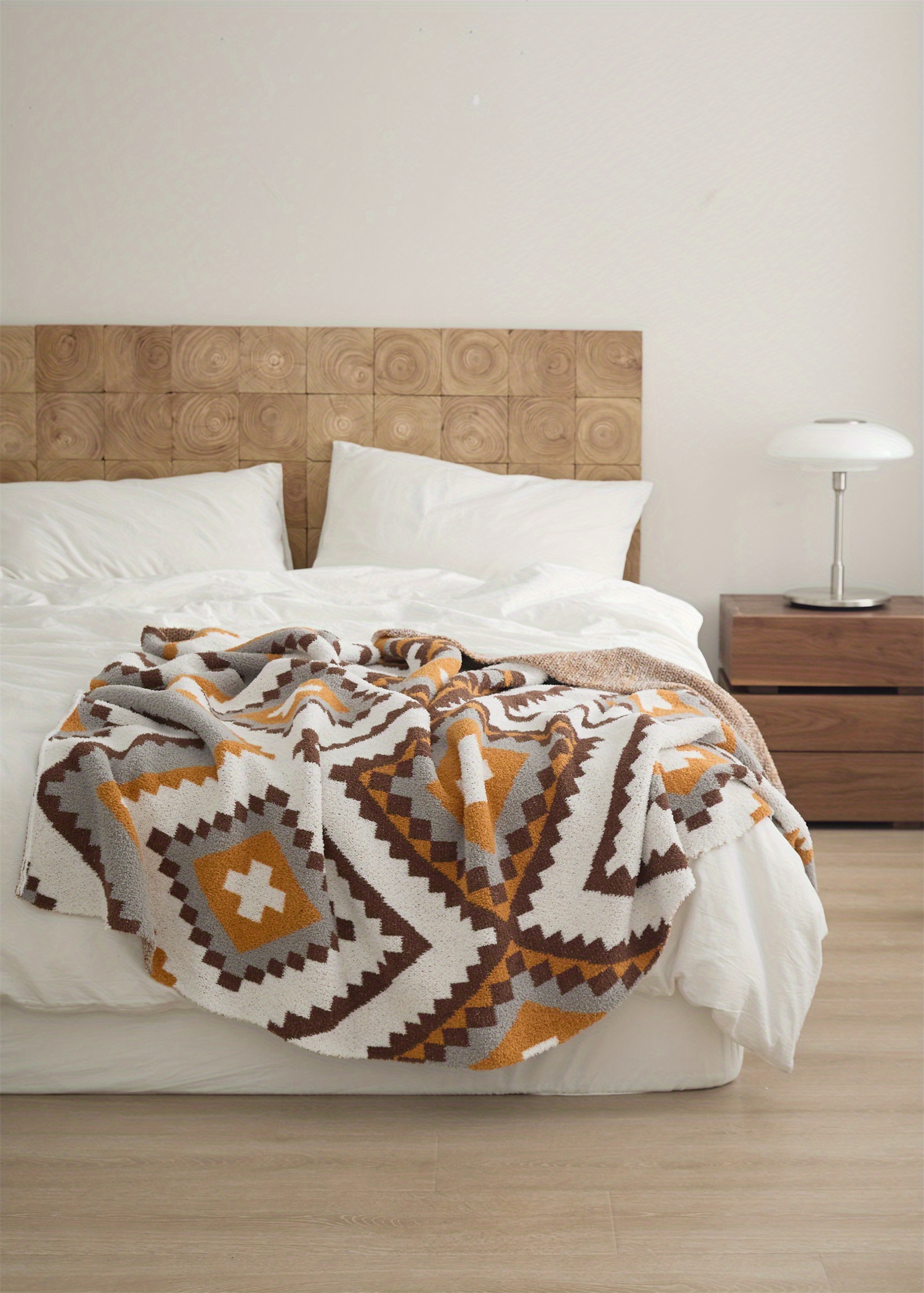 Soft Boho Style Throw Blanket Nordic Knitted Geometric - Temu New Zealand