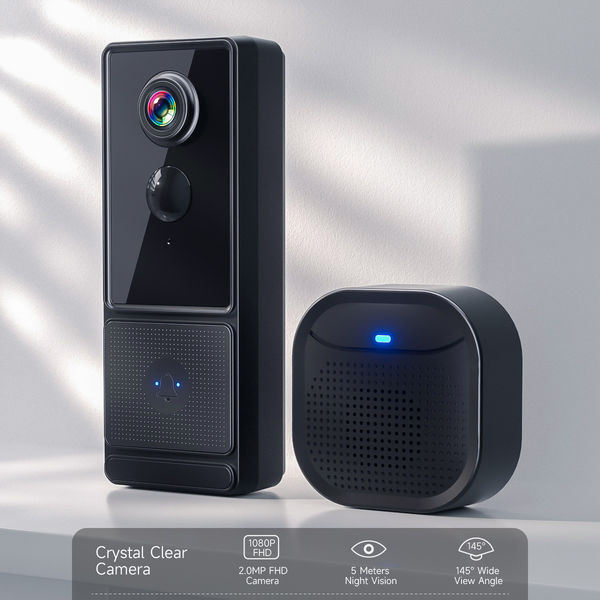Cámara de timbre de video WiFi inteligente: cámara de timbre inalámbrico HD  1080P, detección de movimiento, visión nocturna, audio bidireccional