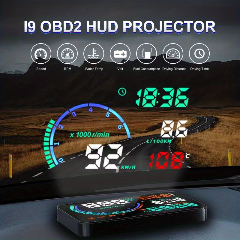 HUD D5000 OBD2 Head Up Display Car Speedometer Tachometer Windshield  Projetor Overspeed Alarm LED Accessory Electronic Auto