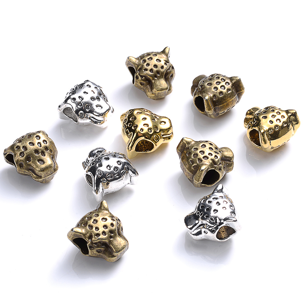 Image of 10pcs Alloy Leopard Beads Random Loose Spacer Beads For Jewelry Making Golden Silvery And Bronze Bracelet Charms Additions