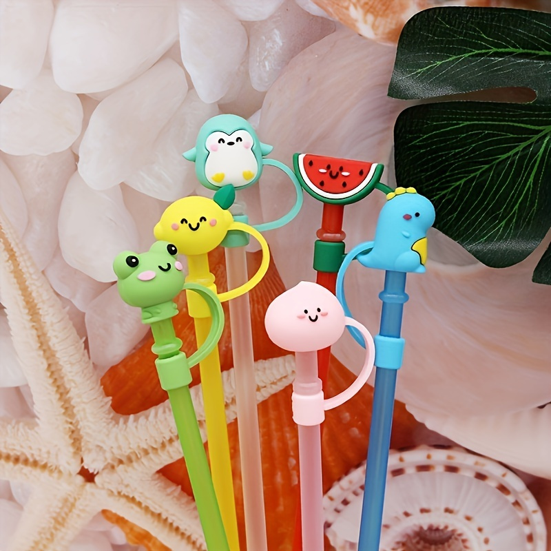 Christmas Straw Cover Caps 12PCS Xmas Style Silicone Straws Tips Cover  Reusable