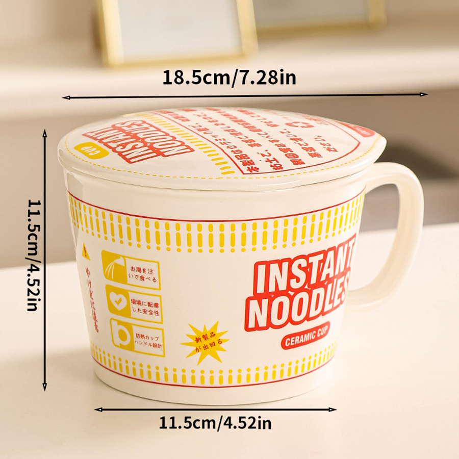 Microwave Soup Noodle Mug/Bowl with Lid and Handle, Plastic Bowl
