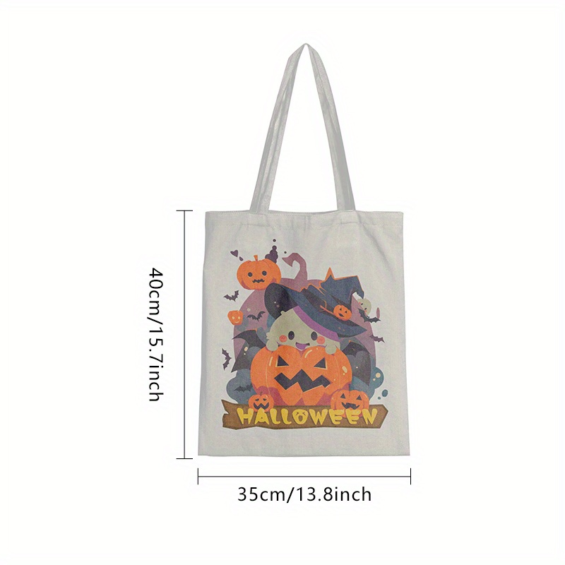 1pc Cartoon Halloween Printed Canvas Shopping Bag