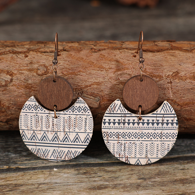 Retro Bohemian Earrings Geometric Striped Drop Earrings