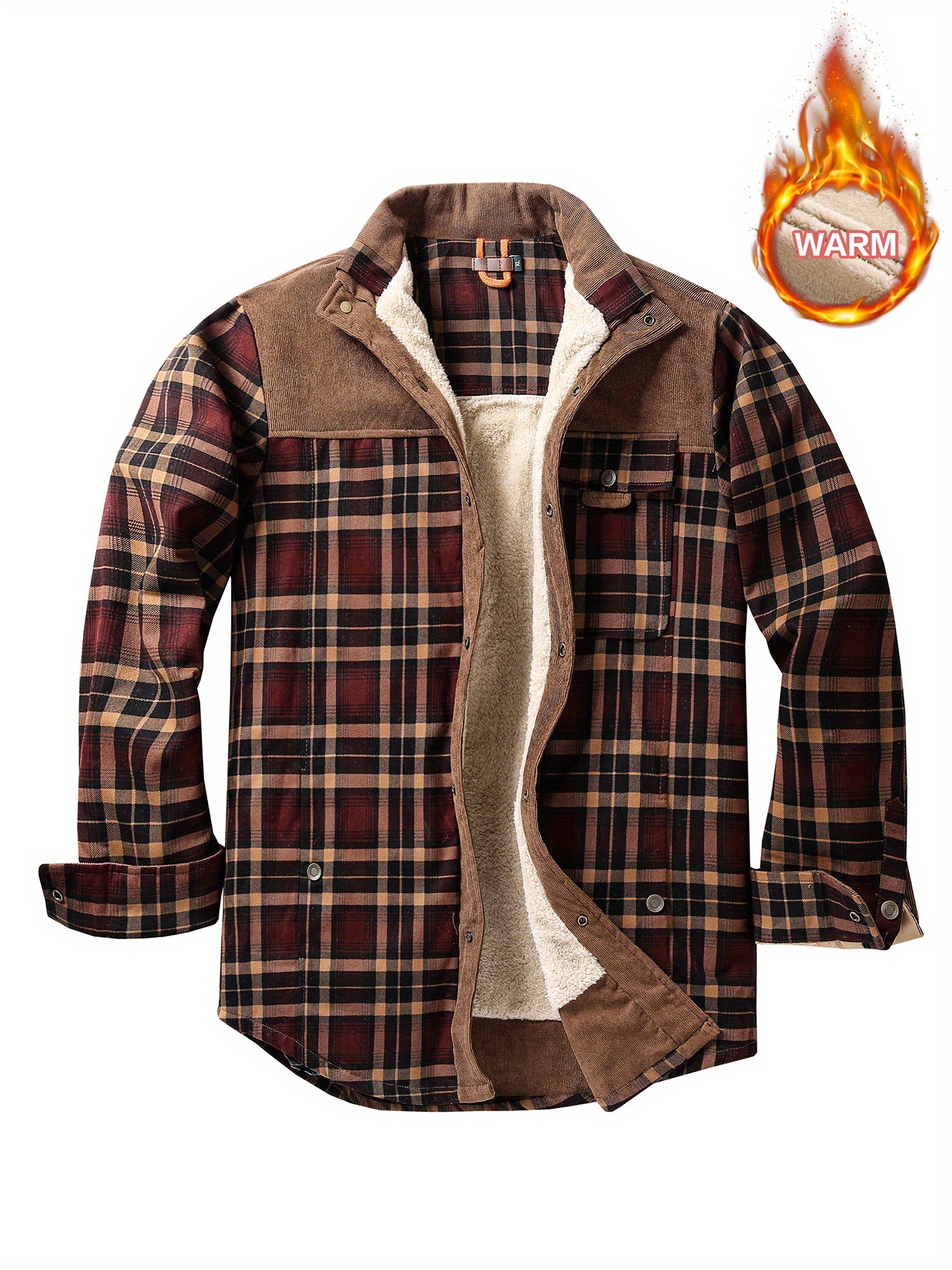 Chaqueta Camisera Botones Manga Larga Franela Hombre Patrón - Temu