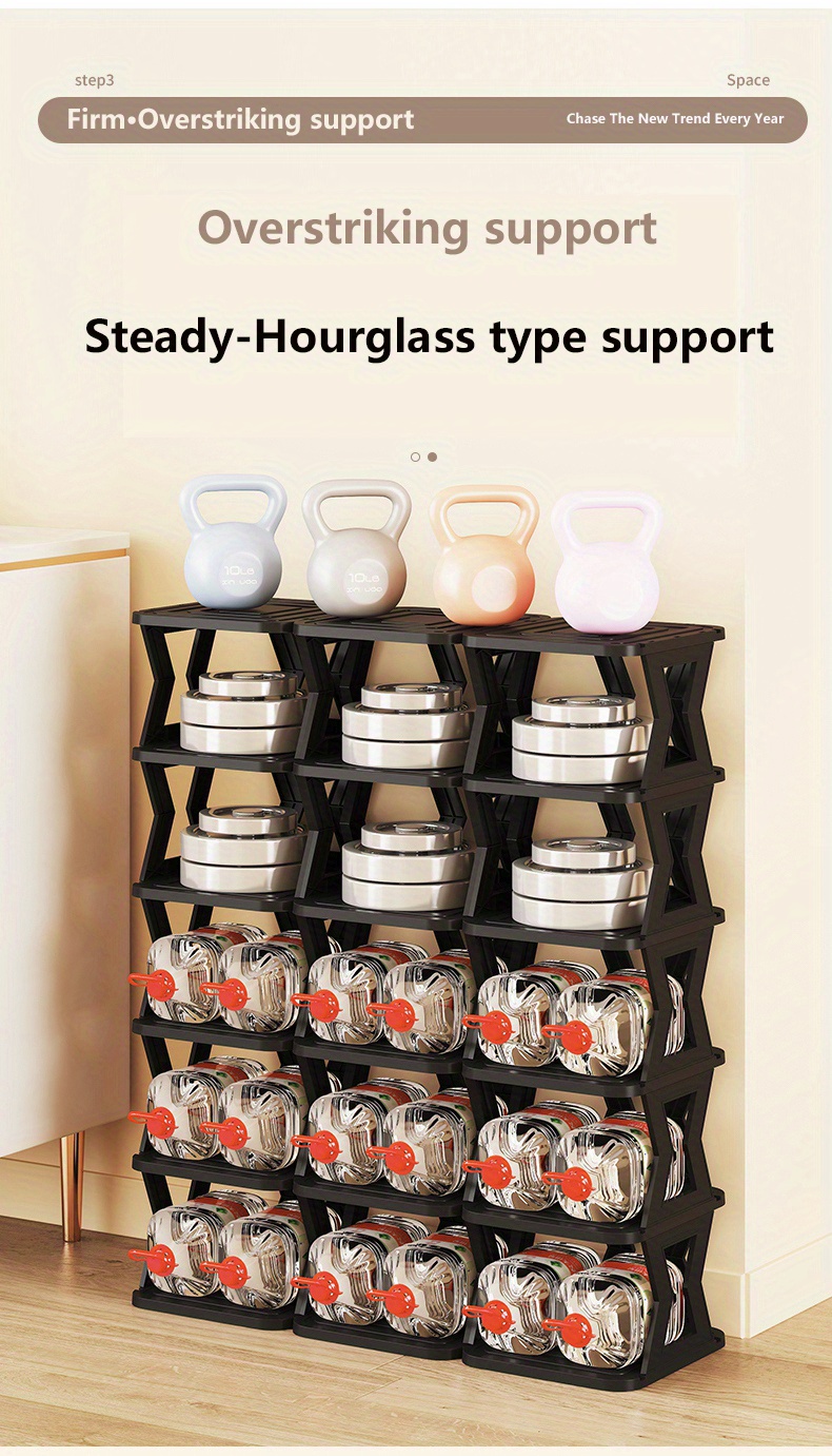 Plastic Foldable Shoe Rack, Free Standing, 6 Shelves