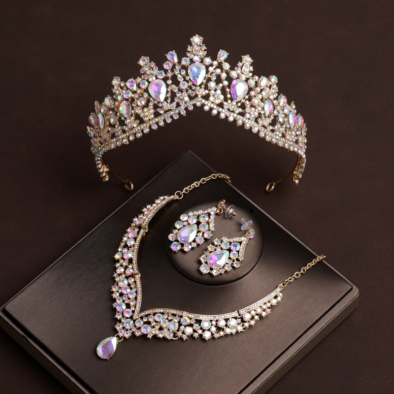 Bridal Wedding Accessory Sets Crown Necklace Earrings Noble Temu