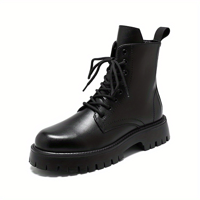 Men's Glossy And Matte Lace-up Boots, Casual Walking Shoes, Service Boots  Inspired Chunky Boots - Temu Mexico