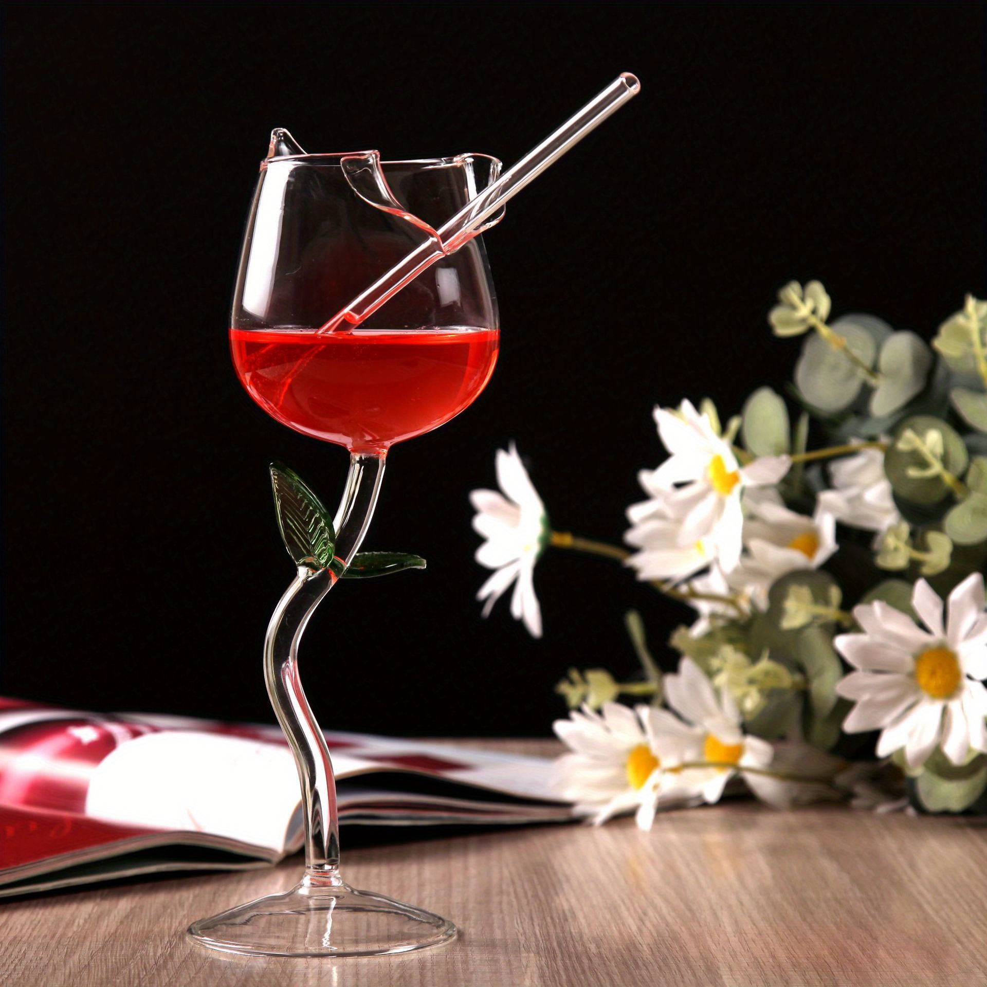 Fancy Red Wine Goblet Wine Cocktail Glasses 100ml Rose Flower Shape  Valentines