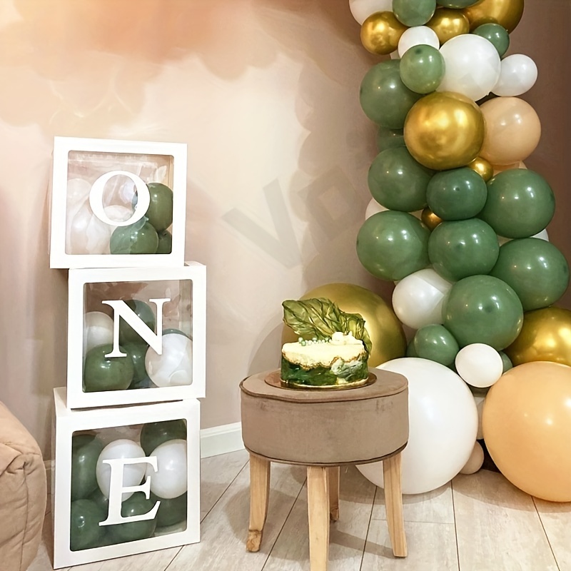 One Transparent Balloon Box One Year Birthday Party Scene - Temu