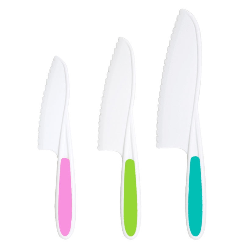 Knives for Kids 3-Piece Nylon Kitchen Baking Knife Set: Children's Cooking  Knives in 3 Sizes & Colors/Firm Grip, Serrated Edges, BPA-Free Kids' Knives  