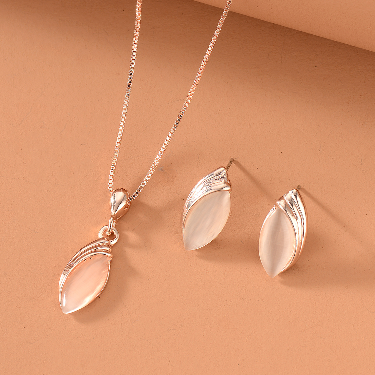 Women's Fashion Simple Necklace Earring Jewelry Set, Spindle Oval Pendant Earrings, Two-piece Set, Perfect For Girlfriend, Mother's Day Gift, Birthday/holiday/gala/party Gift Accessories