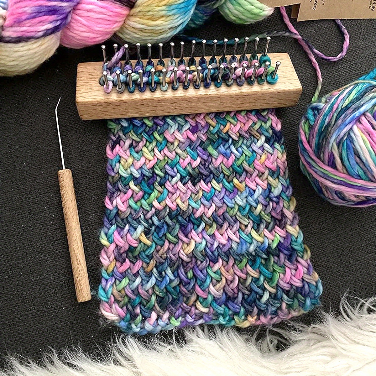 Katech Adjustable Knitting Loom Kit Sock Purple Loom DIY Hand Knitting Tool  with a Loom Hook (Color is Random), for Weaving Hat Scarf, Shawl