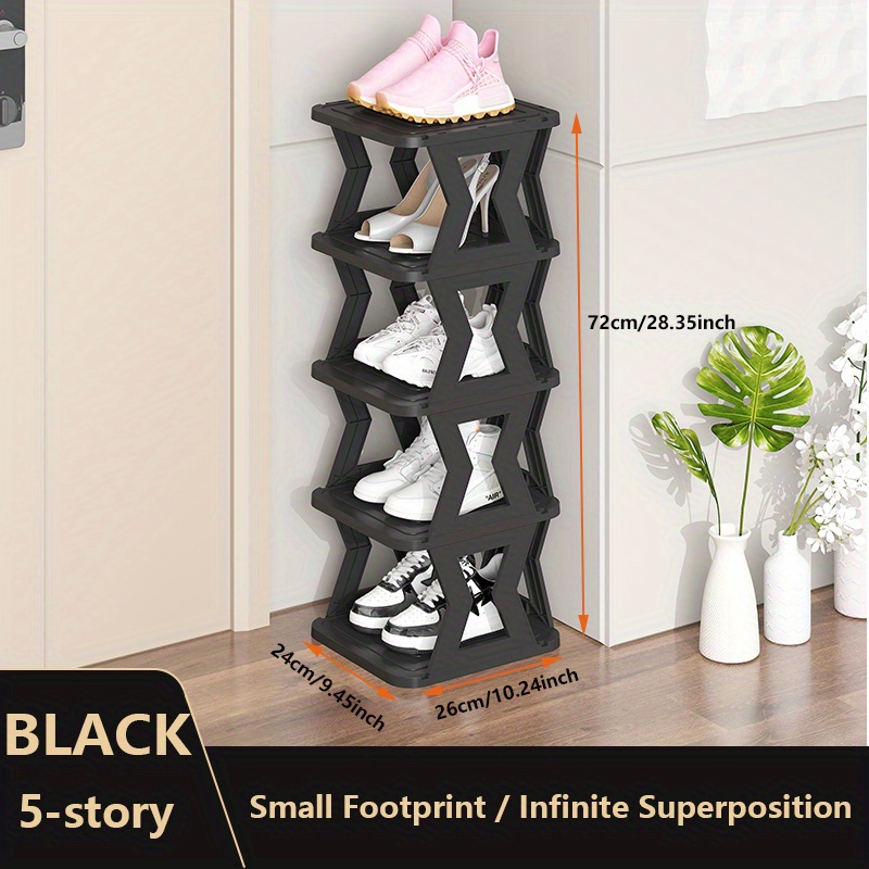 5-Tier Foldable Tall Shoe Rack Plastic Saving Shoe Shelf for Entryway  Stackable Large Shoes Rack Storage Shelf Vertical Storage
