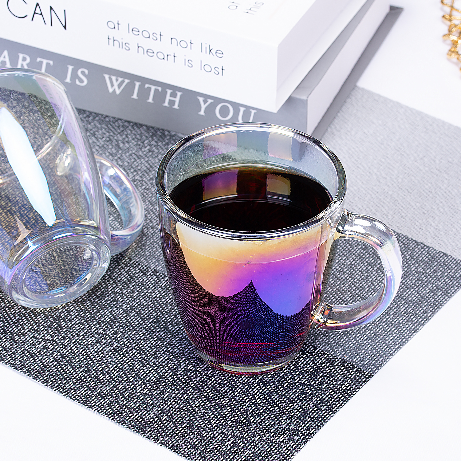 Glass Coffee Mugs, Clear Iridescent Glass Coffee Cups With Handle, Coffee  Glass, Cappuccino Cups, Tea Cups, Latte Cups, Beverage Glasses - Temu