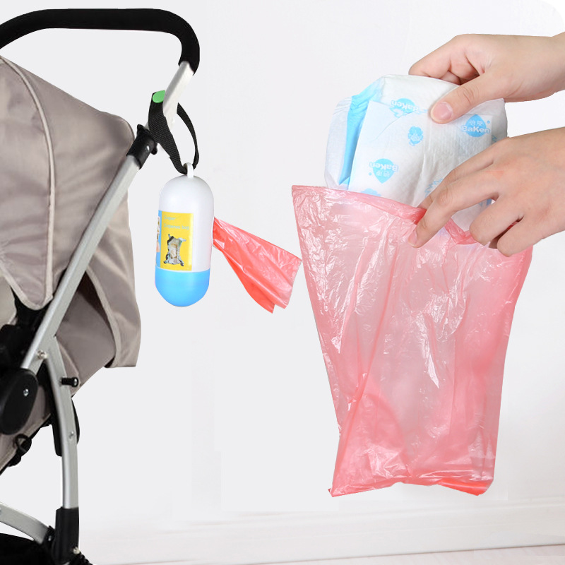 20pcs portable diaper waste bags with hanging storage box high quality pe material mixed colors ideal for travel car use details 4