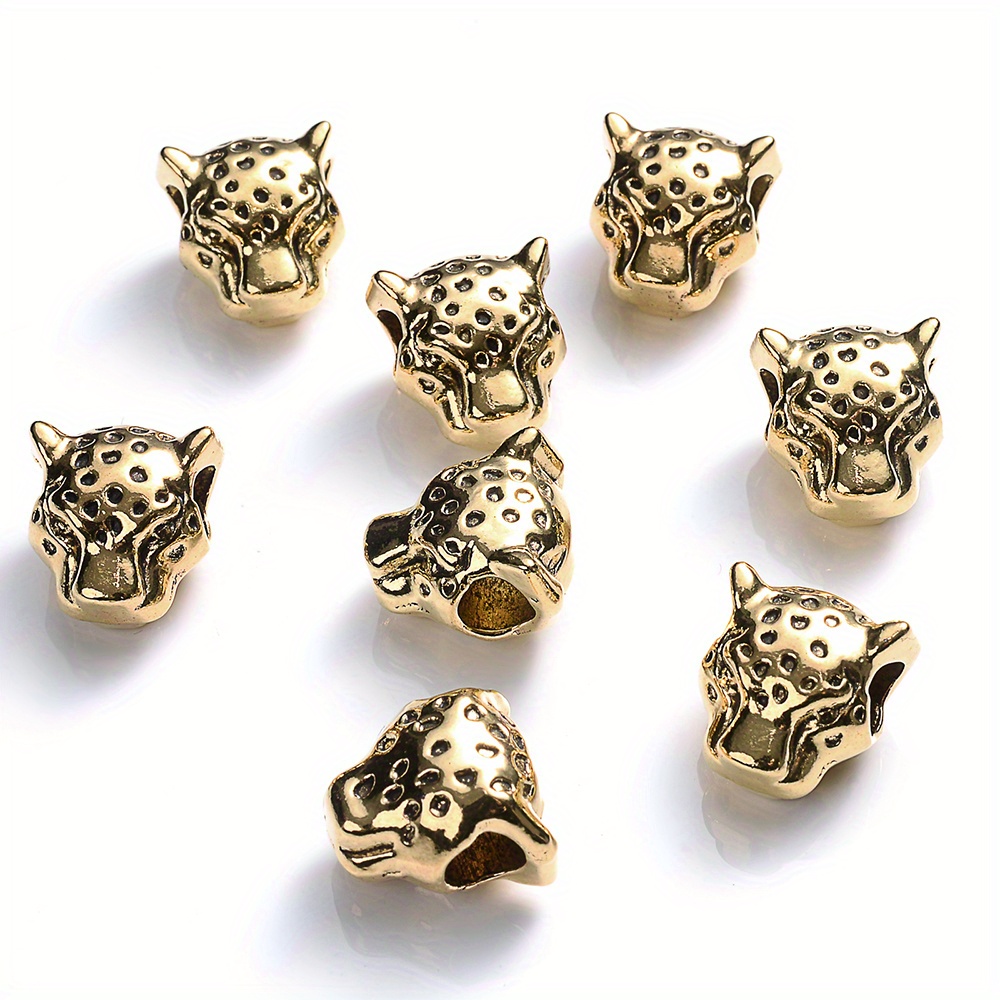 Image of 10pcs Alloy Leopard Beads Random Loose Spacer Beads For Jewelry Making Golden Silvery And Bronze Bracelet Charms Additions