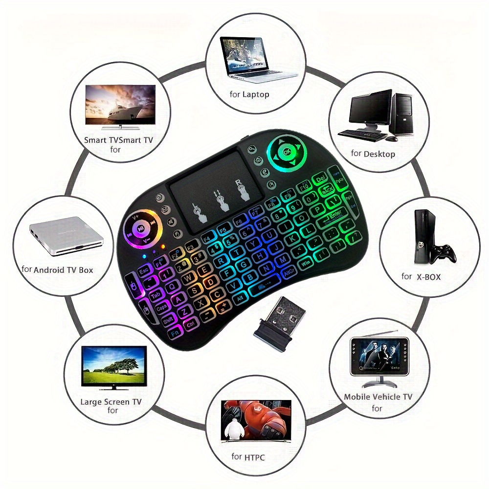 I8 2.4ghz 7 color Backlit Mini Keyboard Touchpad Mouse - Temu