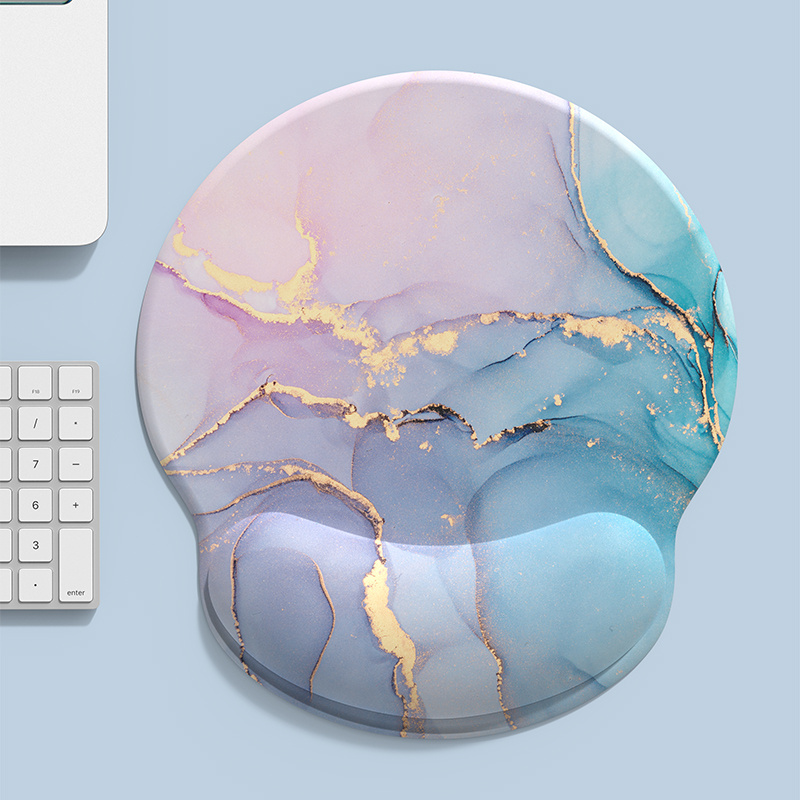 TEMU Gradient Marble Textured Round Wristrest Rubber Mouse Pad